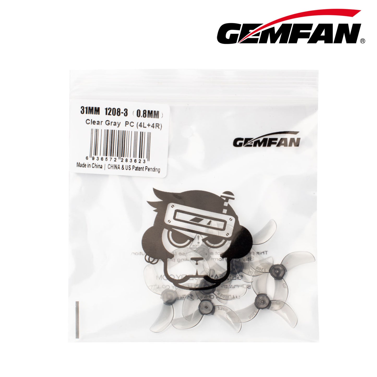 GEMFAN 31mm 1208 3‑Blade Whoop Propellers (1mm Shaft)