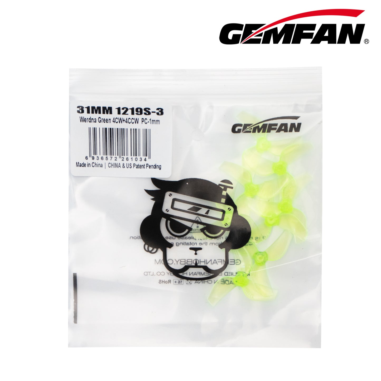 GEMFAN 1219S-3 31mm 4 Pairs (1.0mm Shaft)