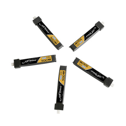 Tattu 1S 300mAh 75C 3.8V HV LiPo Battery (BT2.0, 5 Pack)