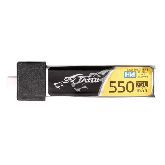 Tattu 1S 550mAh 75C 3.8V HV LiPo Battery (BT2.0, 5 Pack)