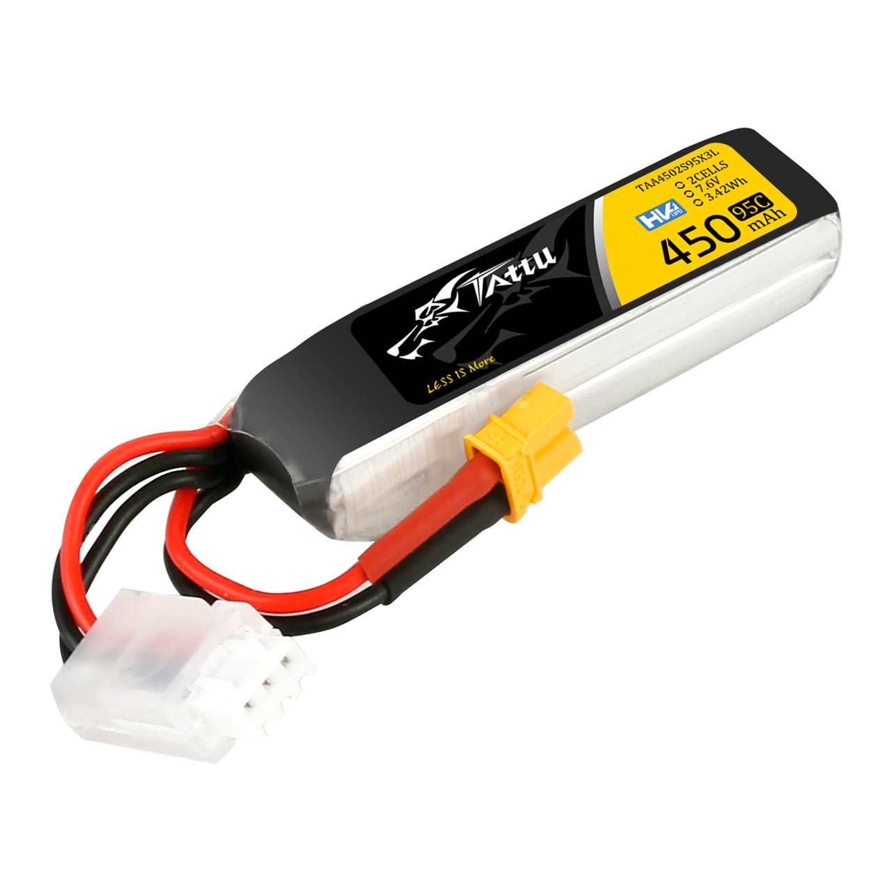 Tattu 2S 450mAh 95C 7.6V HV LiPo Battery (XT30) – For Mobula7 04 HD