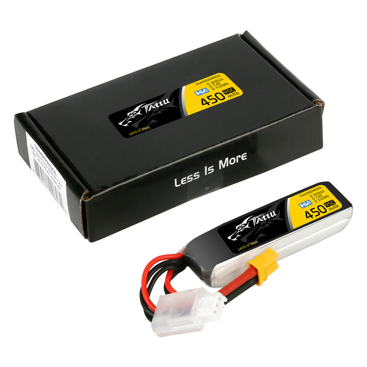 Tattu 2S 450mAh 95C 7.6V HV LiPo Battery (XT30) – For Mobula7 04 HD
