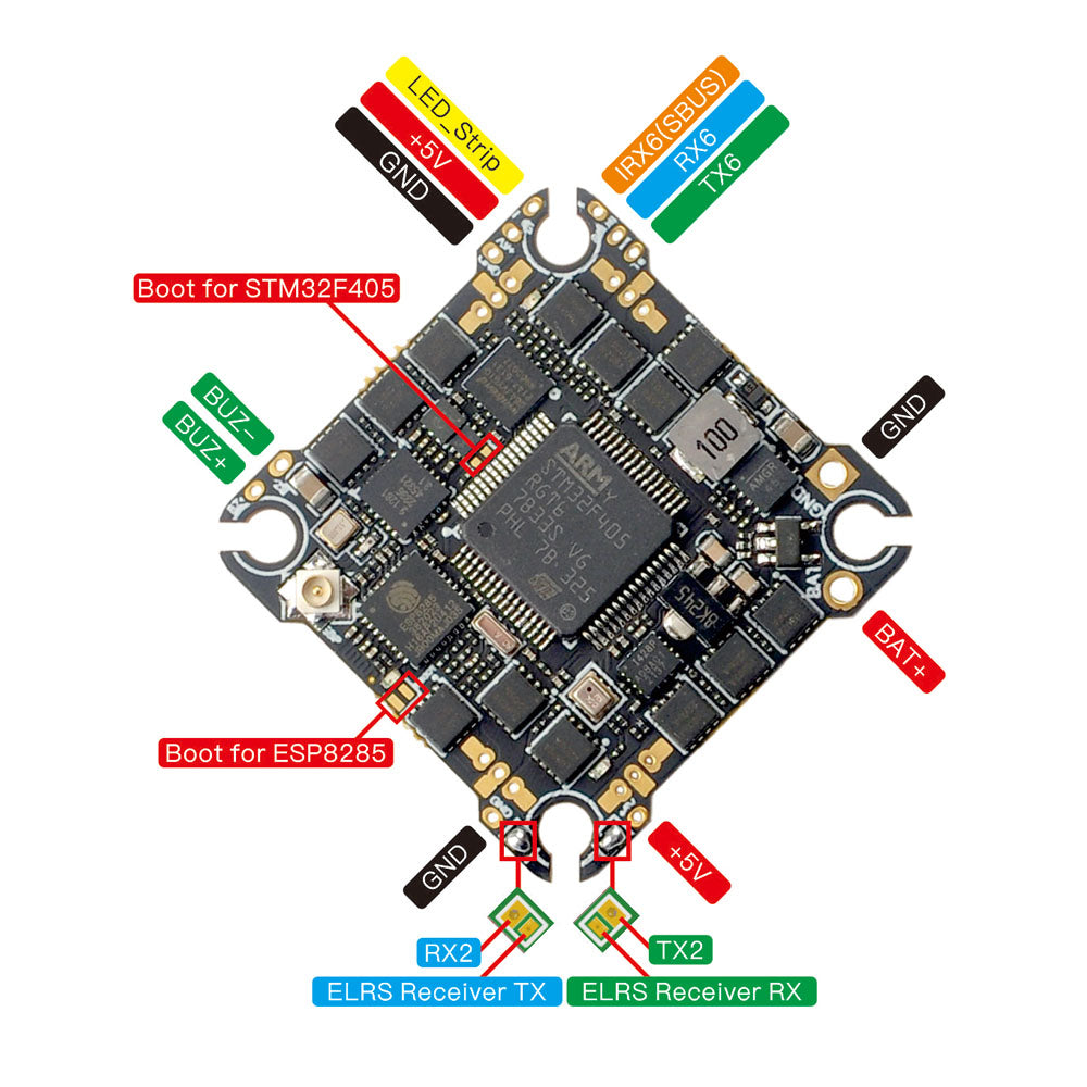 Happymodel Super F405HD ELRS 3 in 1 AIO Flight Controller – 20A 3–4S with Built-in ELRS & DJI Plug