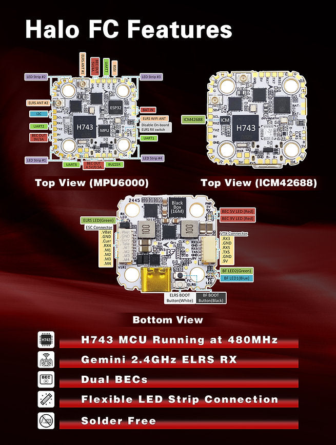 HDZero Halo Stack – H7 FC + 4in1 70A ESC with Integrated ELRS Receiver