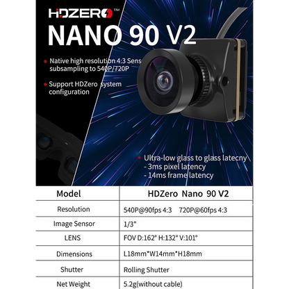 HDZero Nano 90 V2 – 90fps HD FPV Camera