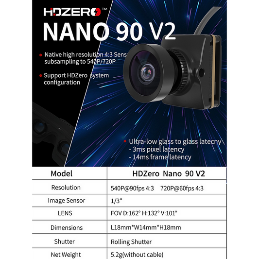 HDZero Nano 90 V2 – 90fps HD FPV Camera
